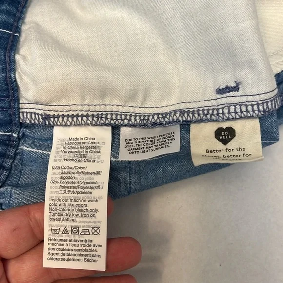 MADEWELL DENIM INDIGO WINDOWPANE HIGH RISE SHORTS 27 - Picture 11 of 16